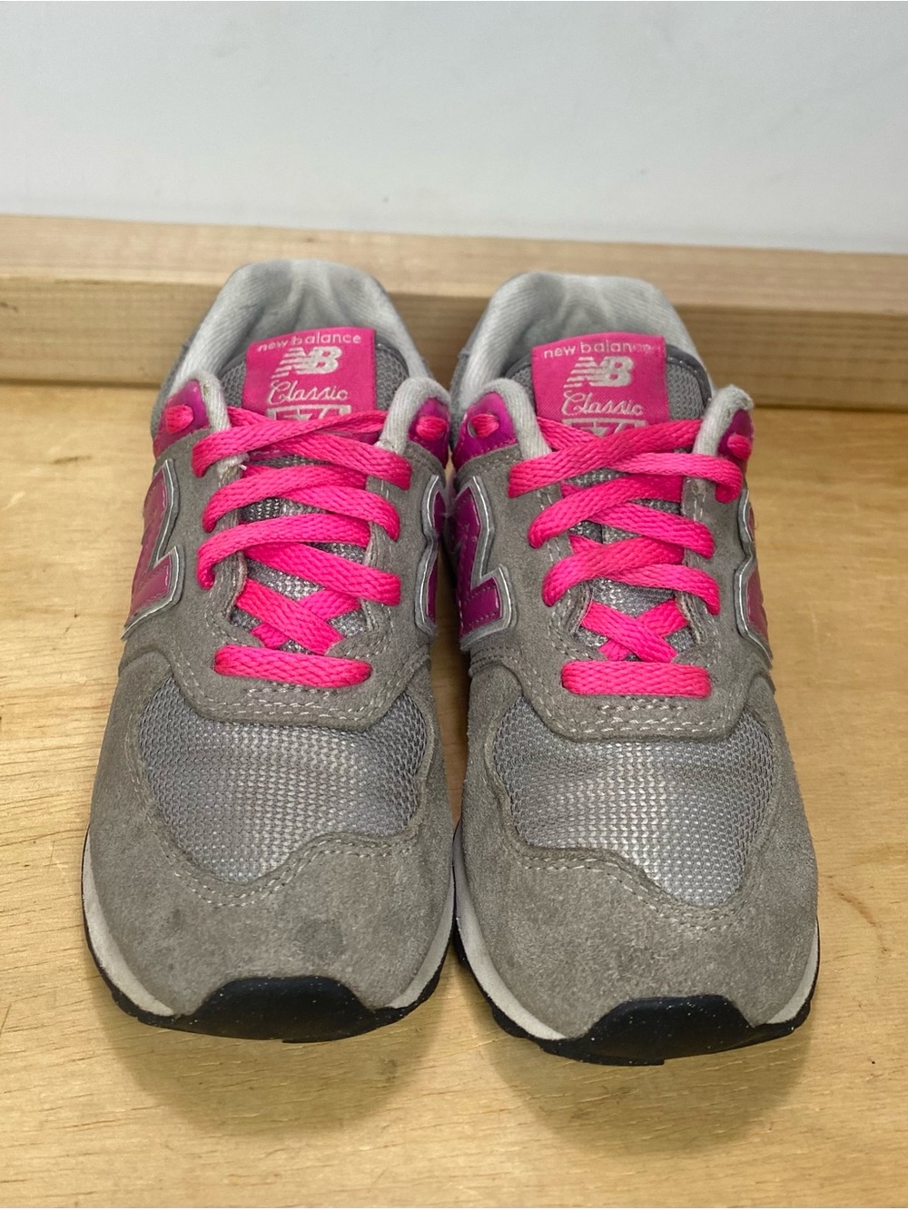 New Balance Kids Gray and Pink Athletic Sneakers
